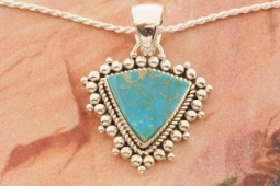 Artie Yellowhorse Genuine Mineral Park Turquoise Sterling Silver Pendant